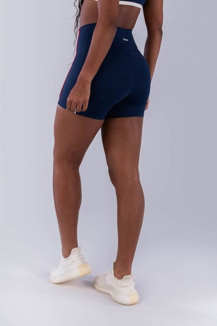 Short com Vivos Coloridos (Azul Marinho / Off-White / Vermelho) | Ref: K4477-C