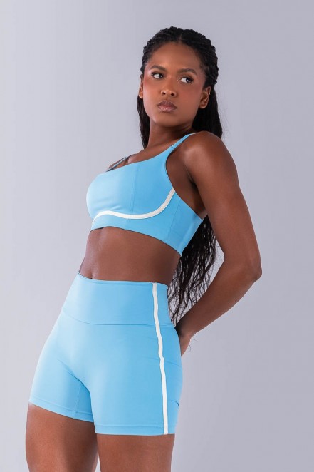 Short sem Gancho com Chapado Laterais (Azul Céu / Off-White) | Ref: K4486-B