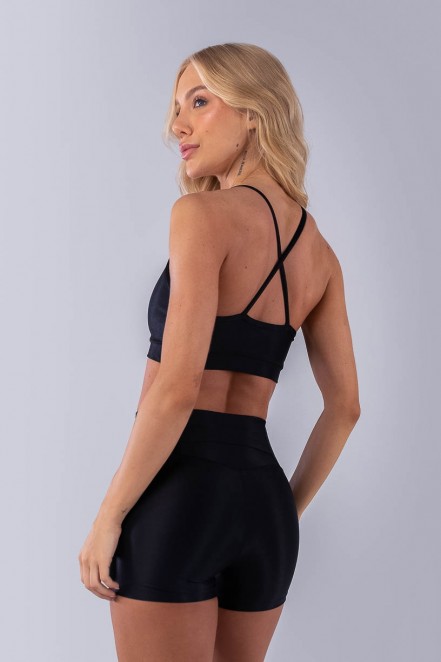 Top Canelado com Alças Cruzadas (Preto) | Ref: K4492-A