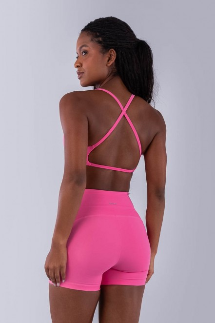 Top com Alças Cruzadas e Costas Abertas (Rosa Chiclete) | Ref: K4478-B