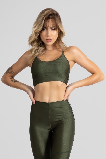 Top de Alcinha com Decote Arredondado (Verde Militar) | Ref: GO469-B