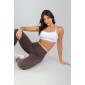 Calça Legging com Bolso e Vira (Trufa / Branco) | Ref: K4813-A