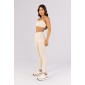 Calça Legging com Vivos sem Cós Aparente na Frente (Off-White) | Ref: K4800-B