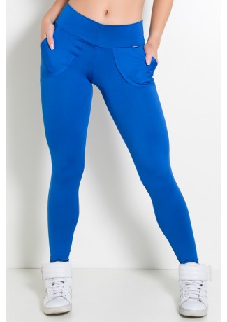 Calça Legging Lisa com Bolso (Azul Royal) | Ref: F146-005