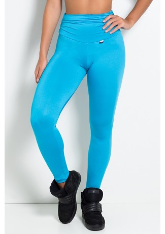 Calça com Bolso e Cós Franzido (Azul Celeste) | Ref: F629-001