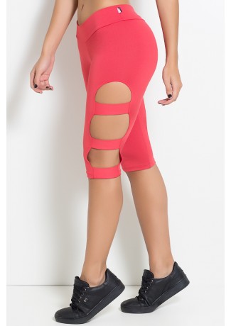 Calça Corsário com Rasgos na Perna (Vermelho) | Ref: F97-007