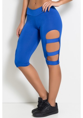 Calça Corsário com Rasgos na Perna (Azul Royal) | Ref: KS-F97-003