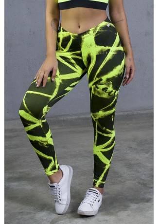 Legging Sublimada PRO (Brushes Amarelo Neon) | Ref: NTSP09-002