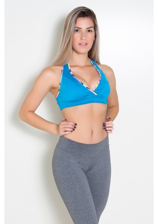 Top Liso com Viés Estampado (Azul Celeste) | Ref: KS-F128-003