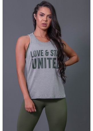 Camiseta Regata Fitness com Silk (Mescla / Verde Militar) | Ref: K2569-D