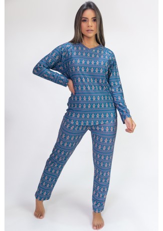 Pijama de Manga Longa Raglan Estampa Digital (Cookie) | Ref: K2804