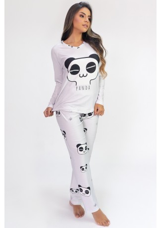 Pijama de Manga Longa Raglan Estampa Digital (Panda) | Ref: K2808