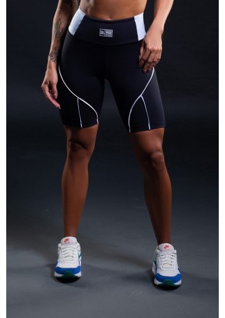 Bermuda com Cós Duas Cores e Vivo (Preto / Azul Claro / Branco) | Ref: K3300-C