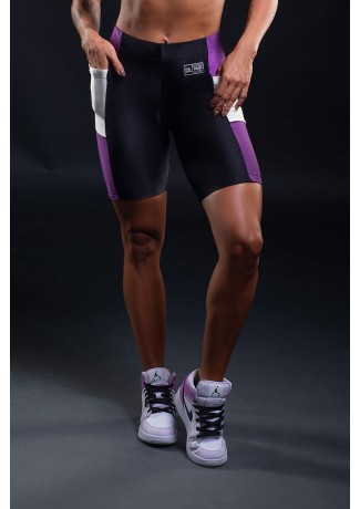 Bermuda com Faixa e Bolso Lateral (Roxo / Preto / Branco) | Ref: K3327-A