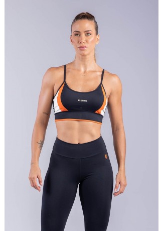 Top de Alcinha Tricolor (Preto / Branco / Laranja) | Ref: K3317-A