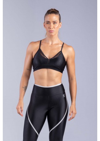 Top de Alcinha com Detalhe em Tule (Preto) | Ref: K3364-A