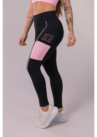 Calça Legging com Recorte Lateral (Preto / Rosa Claro / Branco) | Ref: K3521-A