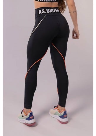 Calça Legging com Vivo e Elástico (Preto / Laranja / Bege) | Ref: K3584-A