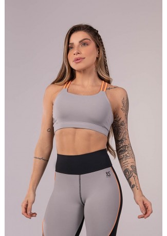 Top com Alças Rolotê (Cinza / Laranja) | Ref: K3451-A