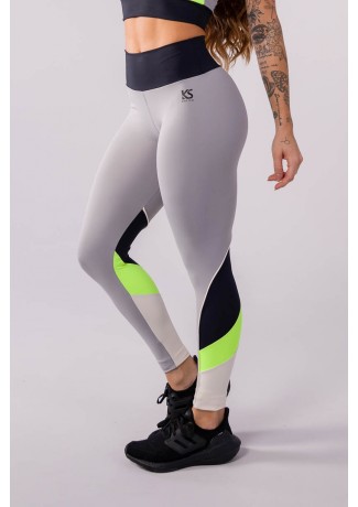 Calça Legging com Três Recortes (Cinza / Preto / Off-White / Amarelo Neon) | Ref: K3594-A