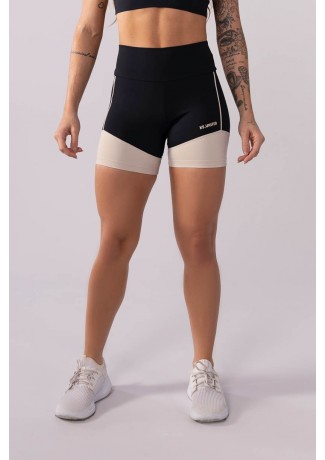 Short com Recorte e Vivo (Preto / Off-White) | Ref: K3511-A