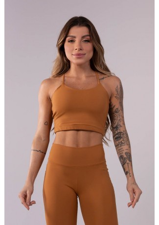 Cropped com Alças Cruzadas (Marrom) | Ref: K3549-C