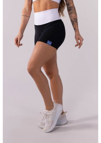 Short com Recortes e Cós Alto (Preto / Branco / Azul) | Ref: K3518-D
