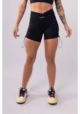 Short com Franzido Lateral (Preto) | Ref: K3544-A