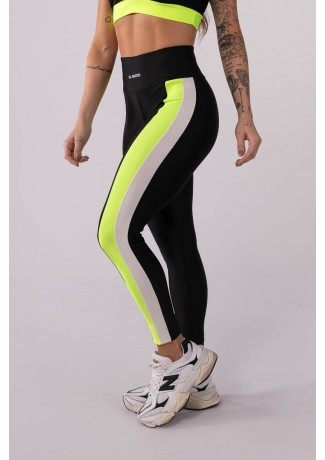 Calça Legging Tricolor (Preto / Amarelo / Cinza) | Ref: K3569-B
