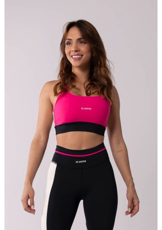 Top Tricolor com Alça (Preto / Rosa Neon / Branco) | Ref: K3693-B