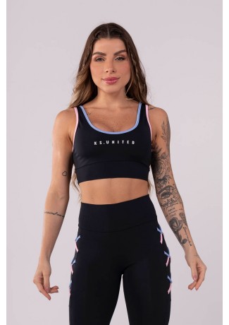 Top com Viés Duo (Preto / Azul Claro / Rosa Claro) | Ref: K3665-A