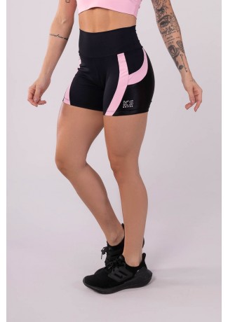 Short com Recorte Circular (Preto / Rosa Claro) | Ref: K3604-B