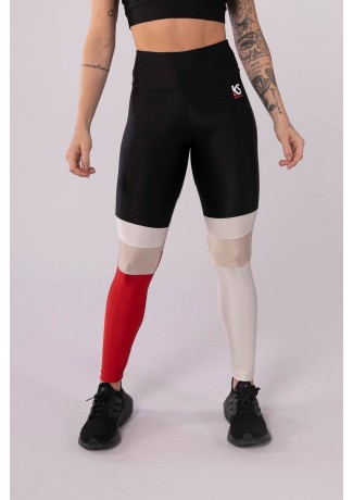Calça Legging com Recortes na Panturrilha (Preto / Off-White / Vermelho / Nude) | Ref: K3435-A