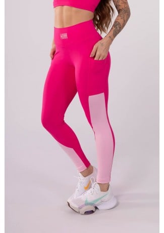 Calça Legging com Recortes Pespontados (Rosa / Rosa Claro) | Ref: K3591-A