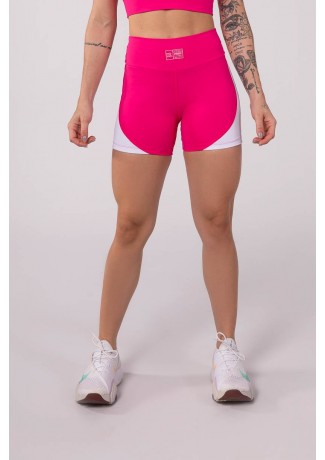 Short com Detalhe Lateral (Rosa / Branco) | Ref: K3331-D