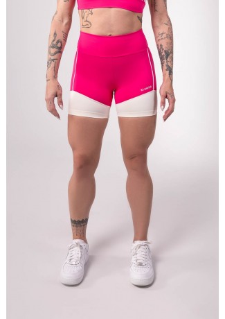 Short com Recorte e Vivo (Rosa / Off-White) | Ref: K3511-E