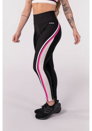 Calça Legging com Recorte e Chapado (Preto / Off-White / Rosa) | Ref: K3761-A