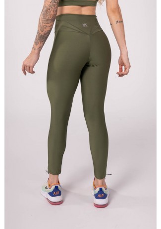 Calça Legging com Cobertura no Cós Costas (Verde Militar) | Ref: K3776-C