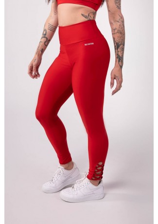 Calça Legging com Detalhe Cruzado na Barra (Vermelho) | Ref: K3802-C