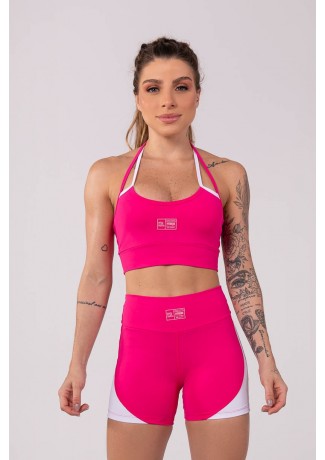 Top de Alças Duplas com Detalhe em T (Rosa / Branco) | Ref: K3333-D