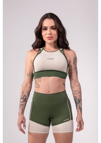 Top com Alças e Detalhe em Viés (Off-White / Verde Militar) | Ref: K3512-C