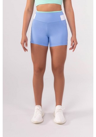 Short com Bolso e Detalhes no Cós (Azul Claro / Verde Claro / Off-White) | Ref: K3852-B