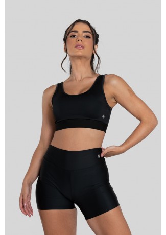 Top com Costas Transpassadas e Elástico (Preto) | Ref: K2884-A