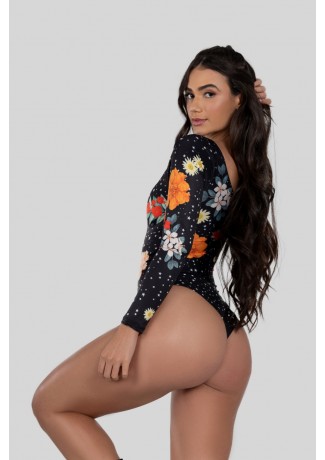 Body Estampa Digital com Gola Canoa (Vintage Flowers) | Ref: K2927-A