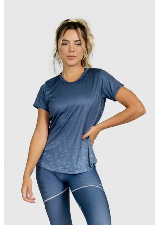 Blusa Fitness Manguinha Estampa Digital Deep Blue | Ref: GO301