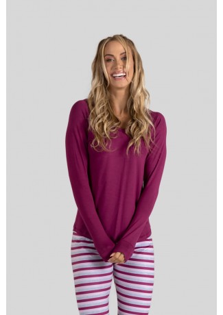 Blusa Manga Longa Homewear (Roxo) | Ref: K3101-C