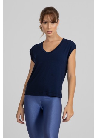 Blusa Viscolycra com Decote V (Azul Marinho) | Ref: GO411-E