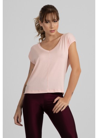 Blusa Viscolycra com Decote V (Rosa Claro) | Ref: GO411-B