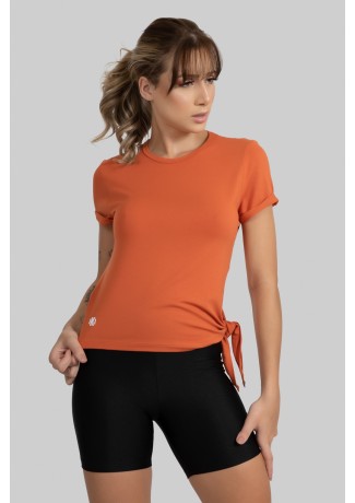 Blusa Viscolycra com Detalhe de Amarrar Lateral (Laranja) | Ref: GO400-H