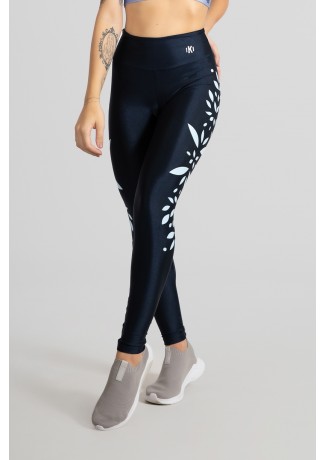 Calça Legging Tecido Platinado Básica com Silk (Azul Marinho) | Ref: GO528-A